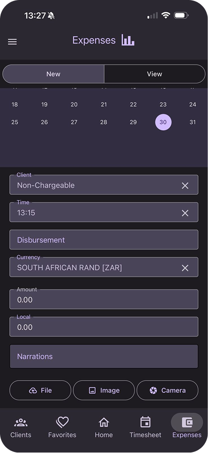 Expenses mobile screen